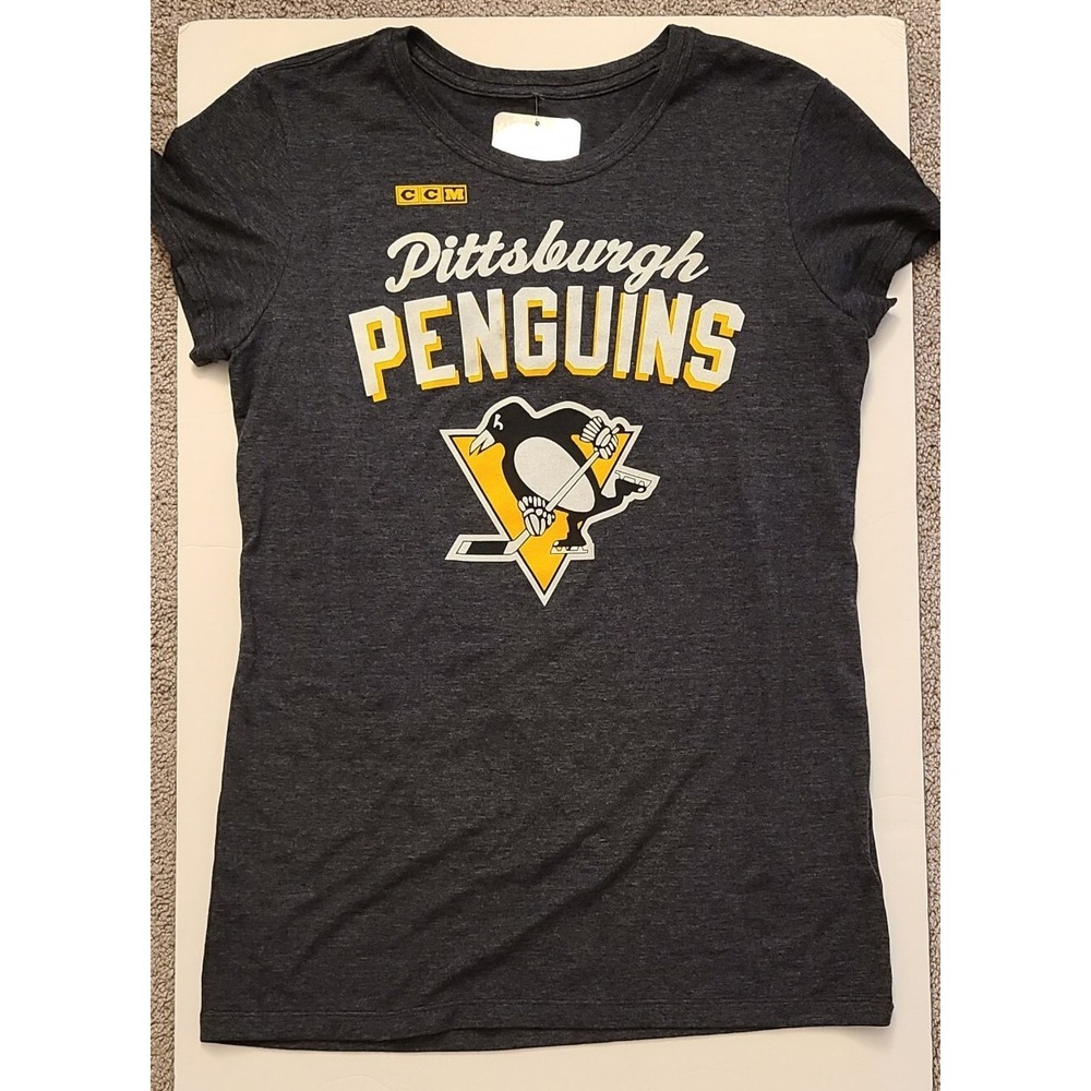 NHL Authentic Team Classics Women's L CCM Pittsburgh Penguins T Shirt Gray